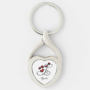 Initial and Hearts Keychain