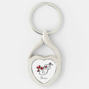 Initial and Hearts Keychain