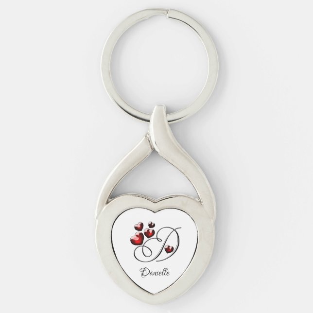 Initial and Hearts Keychain (Front)