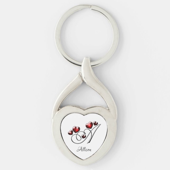 Initial and Hearts Keychain (Front)
