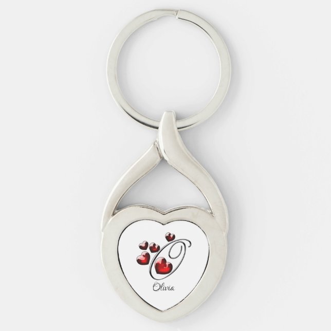 Initial and Hearts Keychain (Front)