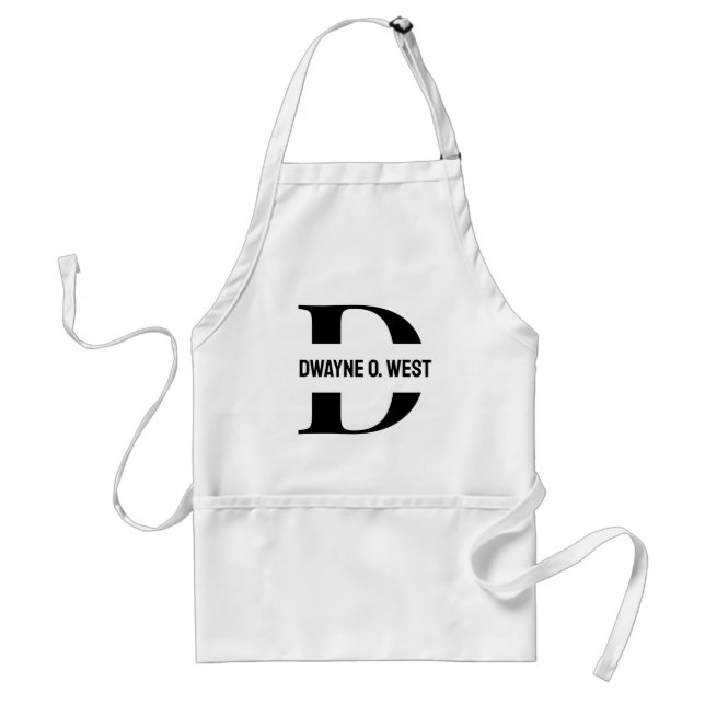 Initial and Name Personalized Monogrammed Apron (Front)
