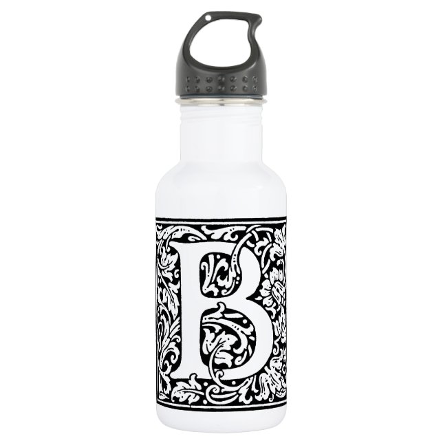 Initial B Monogram. Customized Name Floral Pattern 532 Ml Water Bottle (Front)