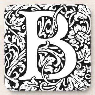Initial B Monogram. Customized Name Floral Pattern Coaster