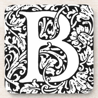 Initial B Monogram. Customized Name Floral Pattern Coaster