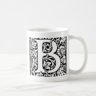 Initial B Monogram. Customized Name Floral Pattern Coffee Mug