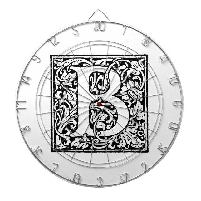 Initial B Monogram. Customized Name Floral Pattern Dartboard (Front)