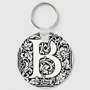 Initial B Monogram. Customized Name Floral Pattern Keychain