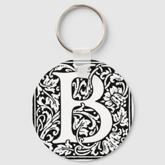 Initial B Monogram. Customized Name Floral Pattern Keychain