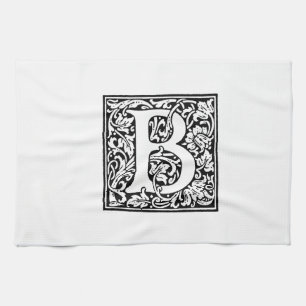 Initial B Monogram. Customized Name Floral Pattern Kitchen Towel