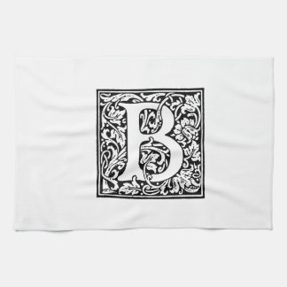 Initial B Monogram. Customized Name Floral Pattern Kitchen Towel