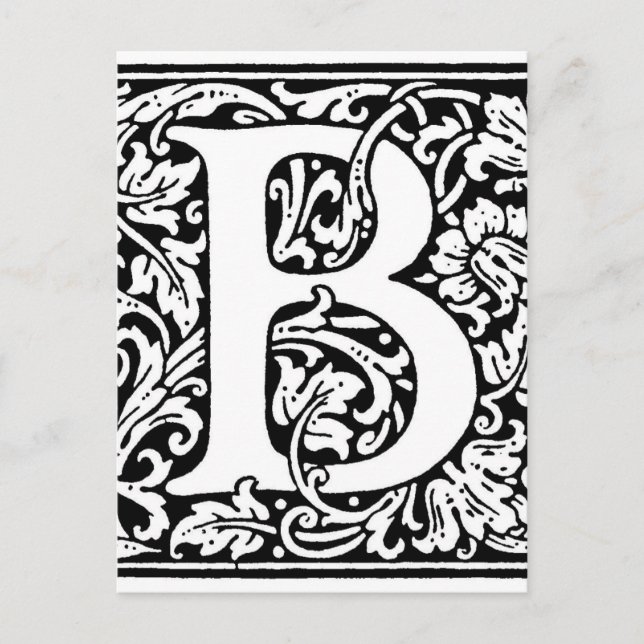 Initial B Monogram. Customized Name Floral Pattern Postcard (Front)