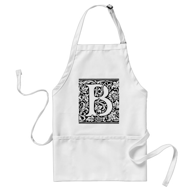 Initial B Monogram. Customized Name Floral Pattern Standard Apron (Front)