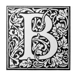 Initial B Monogram. Customized Name Floral Pattern Tile