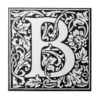 Initial B Monogram. Customized Name Floral Pattern Tile