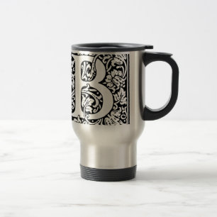 Initial B Monogram. Customized Name Floral Pattern Travel Mug