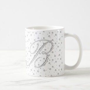Initial B Monogram White Diamonds Print Coffee Mug