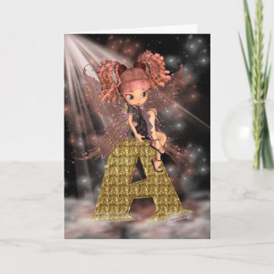 Initial Birthday Card A, Cute little fairy
