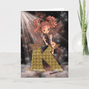 Initial Birthday Card K, Cute little fairy