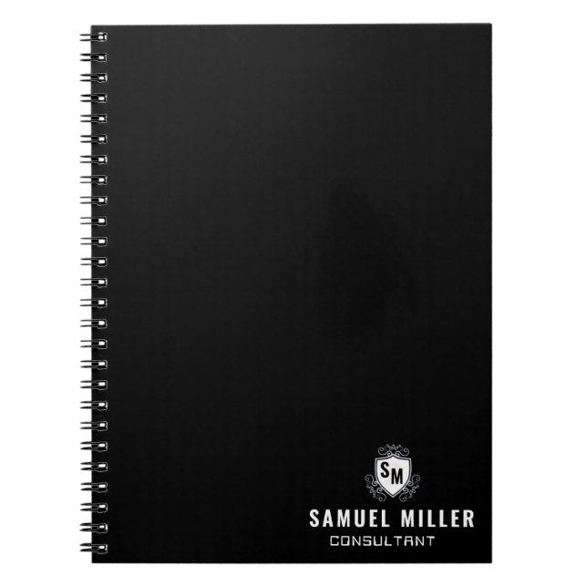 Initial Black and White Professional Monogram  Notebook (Front)