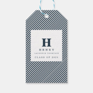 INITIAL blue GRADUATION PARTY GIFT TAGS