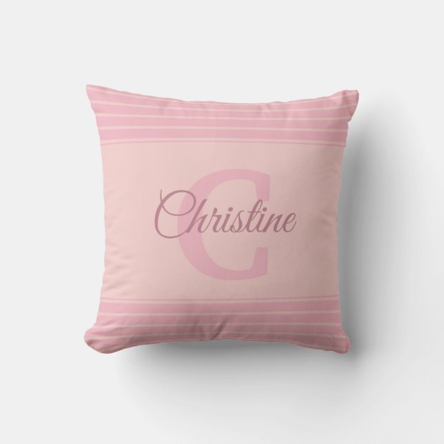 Initial C Hand Script Modern Name Monogrammed Throw Pillow (Front)