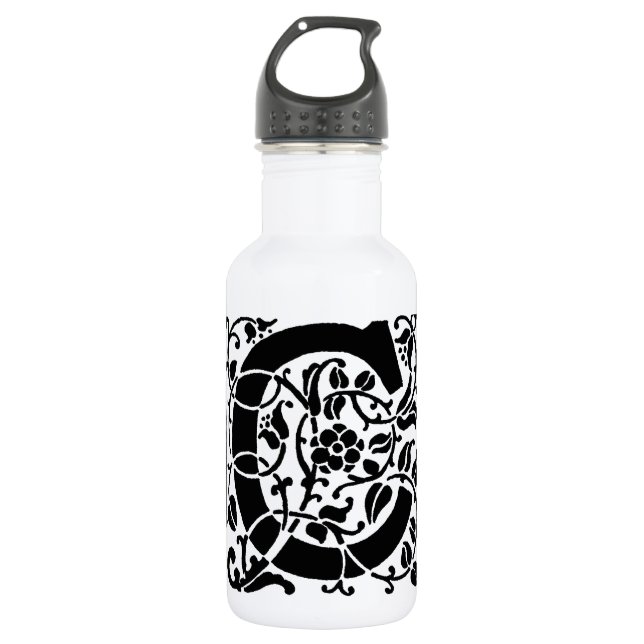 Initial C Monogram. Floral Name Customized Pattern 532 Ml Water Bottle (Front)