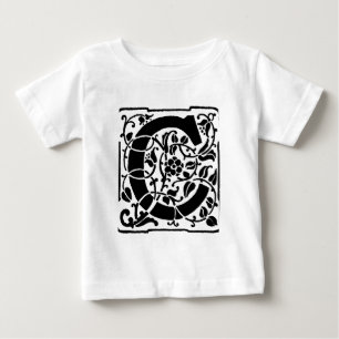 Initial C Monogram. Floral Name Customized Pattern Baby T-Shirt