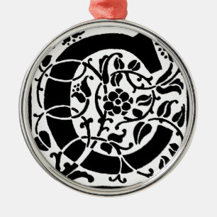 Initial C Monogram. Floral Name Customized Pattern Metal Ornament