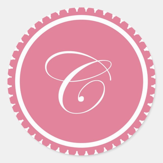 Initial C princess pink monogram seal party favour (Front)