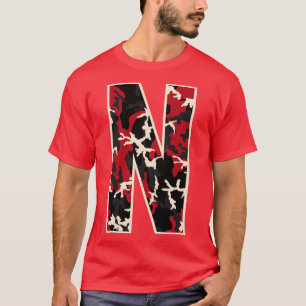 Initial Capital Letter N Camo Alphabet Gift Women T-Shirt