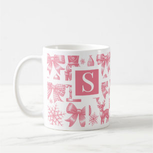 Initial Christmas Mug, Personalized Monogram  Coffee Mug