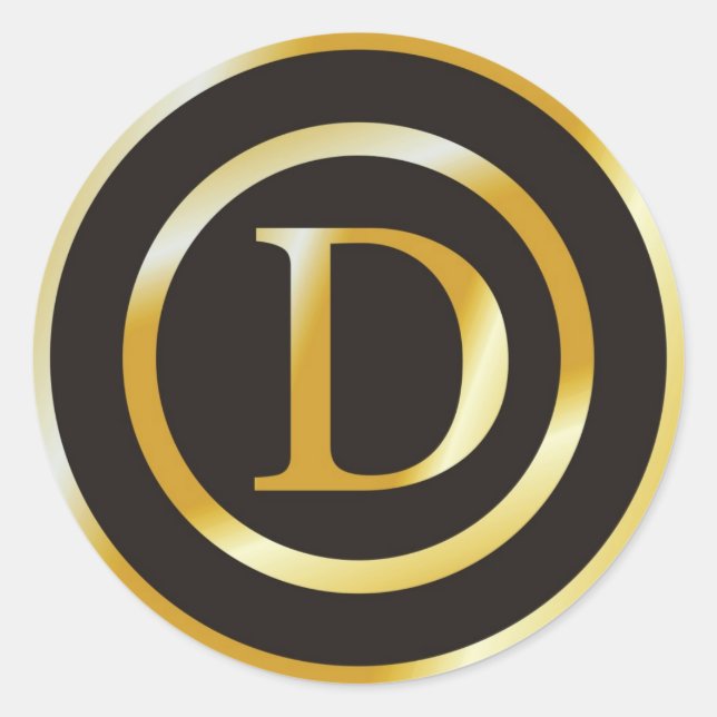 Initial D Gold Monogram Wedding  Stickers (Front)