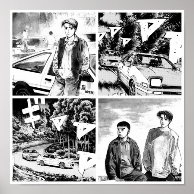 Initial D Manga Panel JDM Japanese Drift Poster (Front)