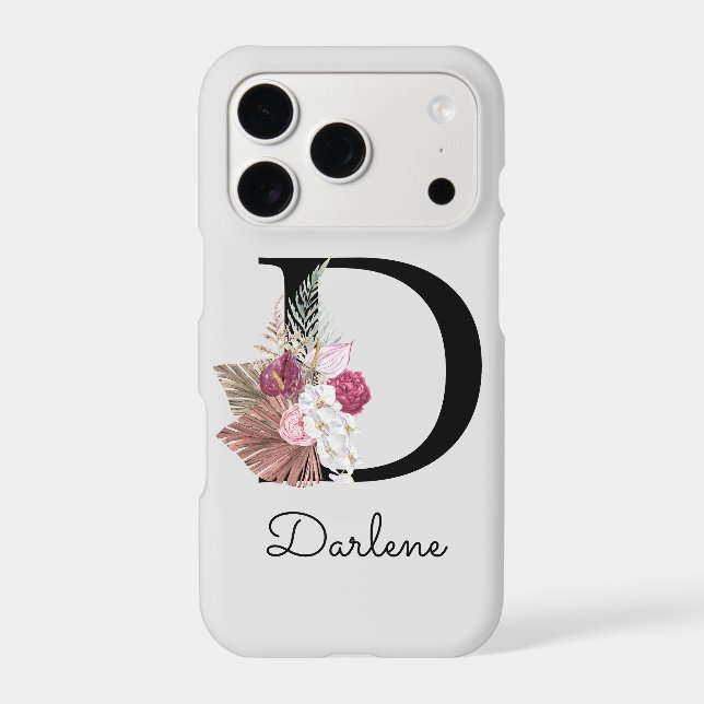Initial D Monogrammed Pink Boho Floral (Back)