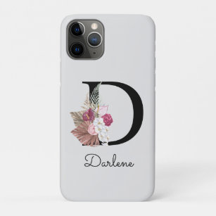 Initial D Monogrammed Pink Boho Floral Case-Mate iPhone Case