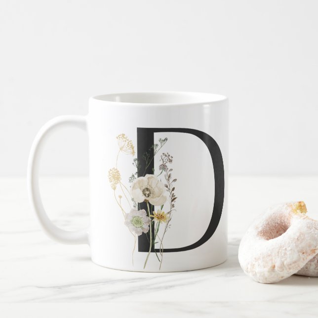 Initial D With Soft colour flower Coffee Mug (With Donut)
