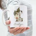 Initial E Boho Floral Orchid Greenery Custom Name Coffee Mug<br><div class="desc">A personalized coffee mug with a bohemian letter "E" monogram,  featuring decorative orchid and palm leaf illustrations. Easily customize it with your name or create a unique gift for your loved ones.</div>