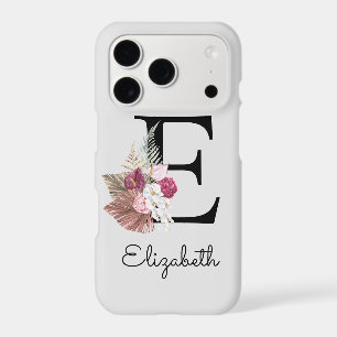 Initial E Modern Pink Floral