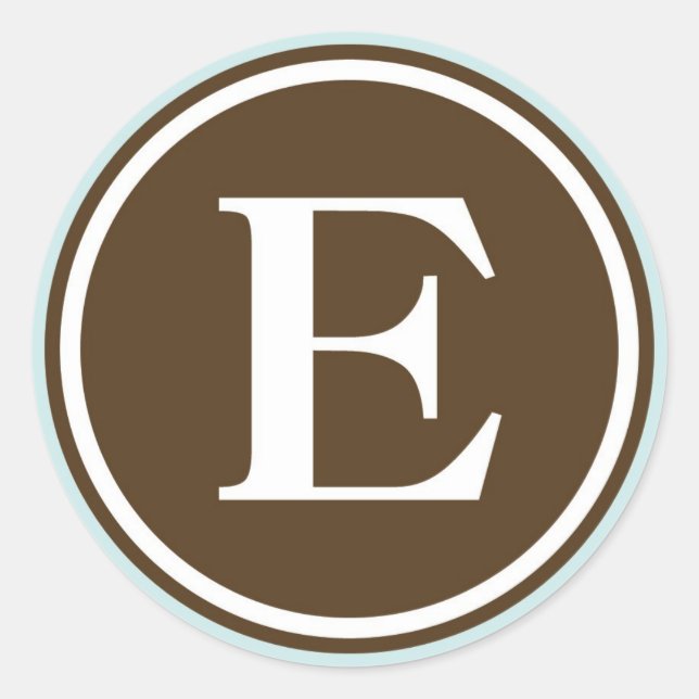 Initial E monogram circle letter seal party favour (Front)