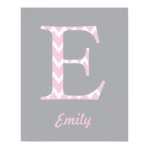 Initial "E" Personalized Chevron Pink Name Poster