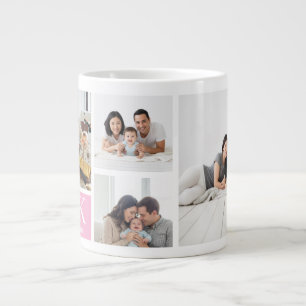 Initial Editable Happy Valentine's Day Photo Large Coffee Mug