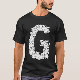 Initial G Capital Letter Funny Cat Lover Feline Ki T-Shirt