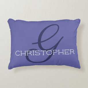 Initial G Custom Name Very Peri Blue Periwinkle Accent Pillow