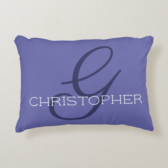Initial G Custom Name Very Peri Blue Periwinkle Accent Pillow (Front)