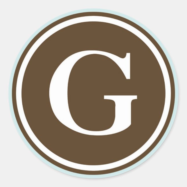 Initial G monogram circle letter seal party favour (Front)