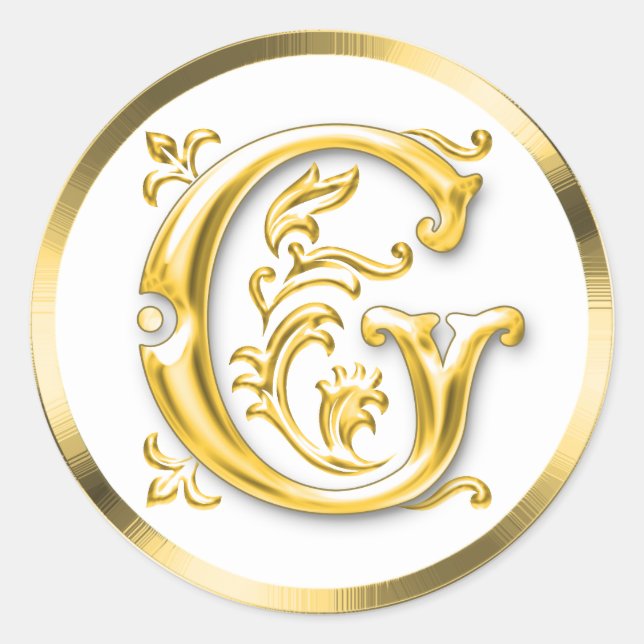 Initial G Round Sticker in Gold (Front)