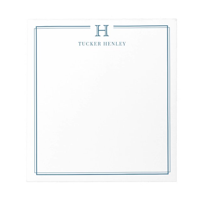 Initial Gift for Men Office Stationery Navy Blue  Notepad (Front)
