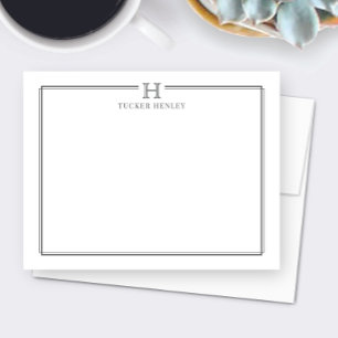 Initial Gift Men's Office Stationery Dark Grey Card