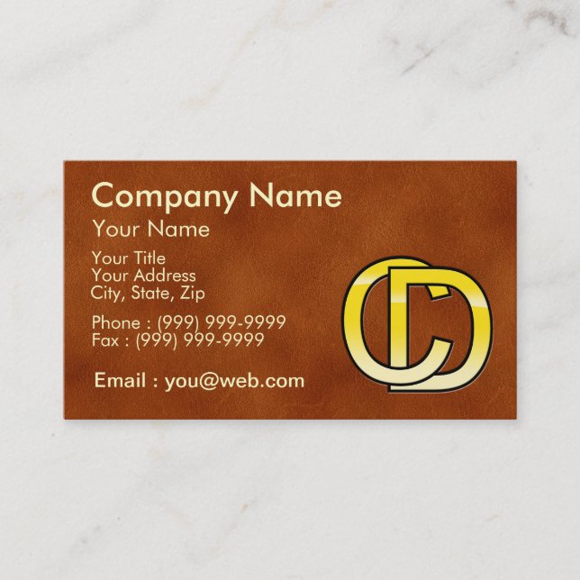 initial gold C and D on leather bottom Business Card (Front)